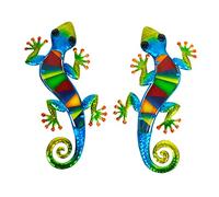 ROCKING GIFTS Adorno Pared metalico Figura Decorativa Lagarto Multicolor x2 Modelos decoración Original 30 cm
