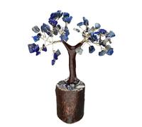 ROCKING GIFTS Árbol Lapislázuli Mini Base Madera 7x10cm Decoración Espiritual Comunicación Prosperidad Meditación Chakra Garganta