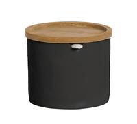 ROCKING GIFTS Azucarero de Cerámica Negro con Tapa de Bambú y Cuchara: Elegancia Natural para tu Mesa