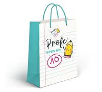 ROCKING GIFTS Bolsa de Papel Grande para Embalaje Fácil de Regalo para Profesor Colegio Instituto Regalo para Maestro 33x10x45 cm