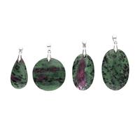 ROCKING GIFTS Colgante Cabujón De Rubí Zoisita Piedra Natural Meditación Sanación Chakras Vitalidad 1-4cm Brasil Mineral Espiritual Energía