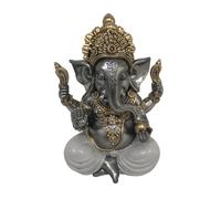 ROCKING GIFTS Figura de Ganesha en Resina - Estatua Decorativa de 14 cm, Ideal para Hogar y Oficina, Atrae Buena Suerte, Detalles Cuidadosamente Pintados a Mano, Símbolo de Prosperidad y Sabiduría
