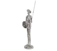 ROCKING GIFTS Figura Decorativa Don Quijote de Resina Plateada, Adorno Decoración Elegante España, 43 cm