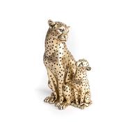 ROCKING GIFTS Figura Decorativa Leopardo Madre e Hijo Dorado Poliresina 25 cm