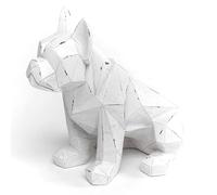 ROCKING GIFTS Figura Decorativa Perro Bulldog Geométrico Origami Poliresina Blanco Elegante Moderno 27 cm