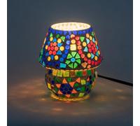 ROCKING GIFTS Lámpara Pequeña de Sobremesa Cristales de Colores para Luz Cálida Relajante, Diseño Único, Ambiente Meditación y Yoga, para Salón o Dormitorio, 13 cm