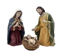 ROCKING GIFTS Nacimiento Navideño 3 Piezas Resina 20 cm Belén | Figuras de María, José y Niño Jesús, resina pintada, 20x11,5x11 cm, adorno de belén