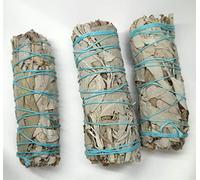 ROCKING GIFTS Palo de Incienso para Mancha Salvia Blanca Natural,3 Varillas para Mancha de Atado de Salvia Blanca,Auténticos manojos de Salvia del Desierto de California, 3 Piezas de 10-11 cm