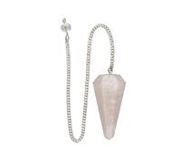 ROCKING GIFTS Péndulo Facetado Cuarzo Blanco 3.5cm para Radiestesia Adivinación Sanación Y Meditación con Cadena 16cm