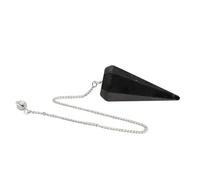 ROCKING GIFTS Péndulo Facetado De Ágata Negra 4.5 Cm Radiestesia Meditación Protección Mineral Natural Brasil