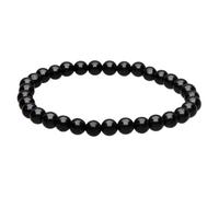 ROCKING GIFTS Pulsera De Jade Negro 6 mm Piedra Natural Elástica para Meditación Reiki Chakras Amuleto De Energía Sanadora Yoga Cristal De Protección Espiritual 6 mm