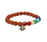 ROCKING GIFTS Pulsera de Rudraksha 8mm con Cuentas de Chakras Y Mano de Fatima, Brazalete Espiritual para Meditación Yoga Y Energía Positiva, Material Goma Elástica