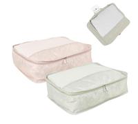 ROCKING GIFTS Set de x2 Bolsa con Cremallera Organizador para Maletas, Almacenaje Compacto de Viaje con Asa, Rosa y Verde, 40x32x12cm