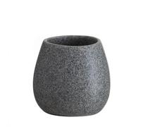 ROCKING GIFTS Vaso Baño Gris Efecto Granito Ovalado, Resina Robusta, Portacepillos Minimalista, 8 cm