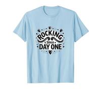 Rocking It Since Day One Retro Music Lovers Cita Camiseta, Hombre, Azul Bebé, M