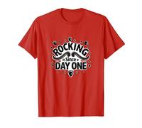 Rocking It Since Day One Retro Music Lovers Cita Camiseta, Hombre, Rojo, M