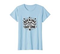Rocking It Since Day One Retro Music Lovers Cita Camiseta, Mujer, Azul Bebé, XXL