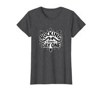 Rocking It Since Day One Retro Music Lovers Cita Camiseta, Mujer, Jaspeado Oscuro, XXL