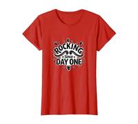 Rocking It Since Day One Retro Music Lovers Cita Camiseta, Mujer, Rojo, XXL