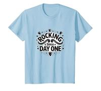 Rocking It Since Day One Retro Music Lovers Cita Camiseta, Niños, Azul Bebé, 2 años