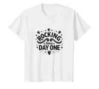 Rocking It Since Day One Retro Music Lovers Cita Camiseta, Niños, Blanco, 3 años