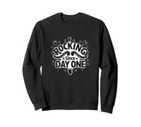 Rocking It Since Day One Retro Music Lovers Cita Sudadera, Unisex para Adultos, Negro, S
