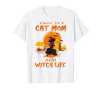 Rocking The Cat Mom and Witch Life Abyssinian Cat Halloween Camiseta gráfica económica, Hombre, Blanco, M