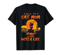 Rocking The Cat Mom and Witch Life Bengal Cat Halloween Camiseta gráfica económica, Hombre, Negro, L