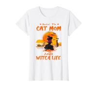 Rocking The Cat Mom and Witch Life Bengal Cat Halloween Camiseta gráfica económica, Mujer, Blanco, S