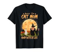 Rocking The Cat Mom and Witch Life Siamese Cat Halloween Camiseta gráfica económica, Hombre, Negro, S