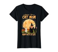 Rocking The Cat Mom and Witch Life Siamese Cat Halloween Camiseta gráfica económica, Mujer, Negro, M