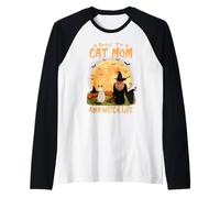 Rocking The Cat Mom and Witch Life Siamese Cat Halloween Camiseta Manga Raglan