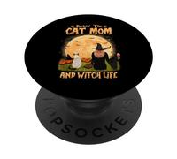 Rocking The Cat Mom and Witch Life Siamese Cat Halloween PopSockets PopGrip Adhesivo