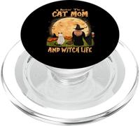 Rocking The Cat Mom and Witch Life Siamese Cat Halloween PopSockets PopGrip para MagSafe