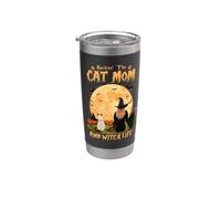 Rocking The Cat Mom And Witch Life Siamese Cat Halloween Vaso térmico de acero inoxidable de doble pared