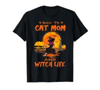 Rocking The Cat Mom Witch Life American Shorthair Halloween Camiseta gráfica económica, Hombre, Negro, M