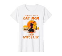 Rocking The Cat Mom Witch Life American Shorthair Halloween Camiseta gráfica económica, Mujer, Blanco, S