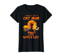 Rocking The Cat Mom Witch Life British Shorthair Halloween Camiseta gráfica económica, Mujer, Negro, S