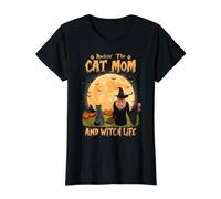 Rocking The Cat Mom Witch Life British Shorthair Halloween Camiseta gráfica económica, Mujer, Negro, S