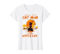Rocking The Cat Mom Witch Life Siamese Cat Halloween Camiseta gráfica económica, Mujer, Blanco, M