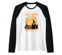 Rocking The Dog Mom and Witch Life Bearded Collie Halloween Camiseta Manga Raglan