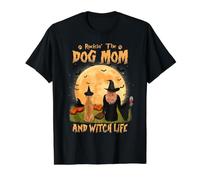 Rocking The Dog Mom and Witch Life Boxer Halloween Camiseta gráfica económica, Hombre, Negro, XL