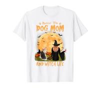 Rocking The Dog Mom Witch Life Yorkshire Terrier Halloween Camiseta gráfica económica, Hombre, Blanco, L