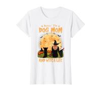 Rocking The Dog Mom Witch Long Haired Chihuahua Halloween Camiseta gráfica económica, Mujer, Blanco, S