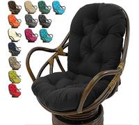 RockingCush - Almohadilla de asiento giratoria para exteriores, impermeable, con respaldo alto, acolchada, para mesa de columpio de ratán, almohada de repuesto