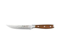 Rockingham Forge Ashwood Cuchillo Para Carne Serrado12,5 cm - Mango Madera Natural Duradero con Espiga Completa - Acabado Martillado Antiadherente Profesional Para Chefs