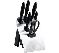 Rockingham Forge Juego de 7 cuchillos con bloque de acero inoxidable, gama Essentials 8007, color negro
