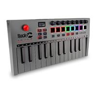 RockJam Go - Controlador de teclado MIDI USB y Bluetooth de 25 teclas con 8 almohadillas de batería retroiluminadas, 8 perillas