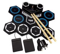 RockJam Kit de batería eléctrica recargable enrollable con Bluetooth, Midi, USB y baquetas