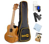 RockJam Kit de ukelele de concierto premium con sintonizador, bolsa de concierto, correa, púas y cuerdas de repuesto, 4, derecho, natural, completo (RJUK-712C-N)